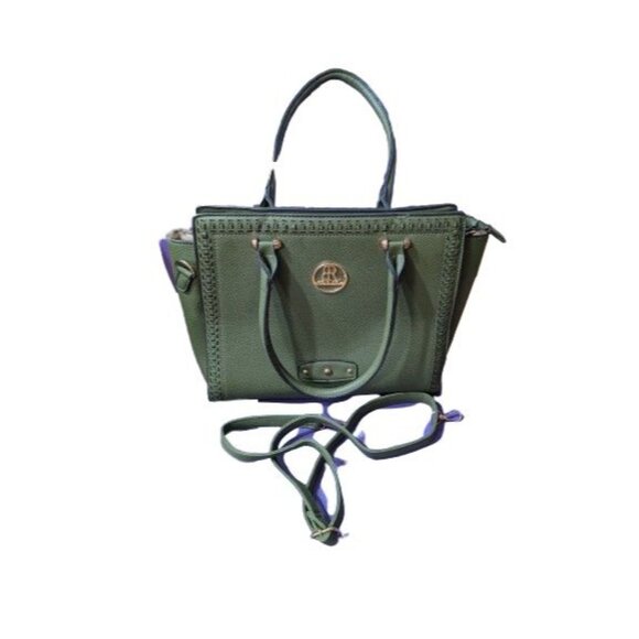 3-Piece Olive Green Tote Bag Purse Makeup Bag & Wristlet Set By Bella Rose NWOT - Picture 4 of 4